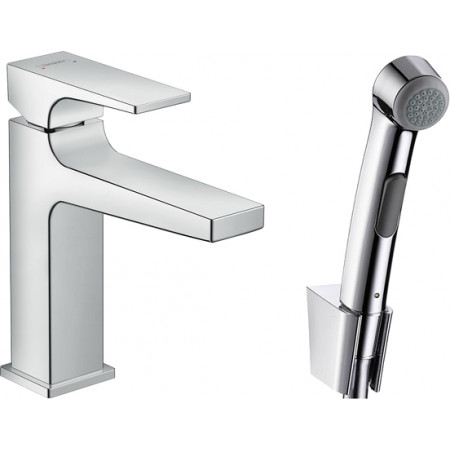 Смеситель Hansgrohe Metropol 32522000 для раковины с гигиеническим душем, с донным клапаном Push-Open